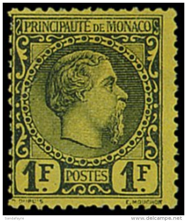 1885 Prince Charles 1f Black On Yellow, Yv./SG 9, Mint With Good Colour And Large Part Gum, Small Tear At Left. ... - Sonstige & Ohne Zuordnung