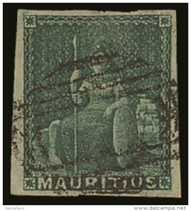 1858-62 (4d) Green Britannia, SG 27, Very Fine Used With Four Good To Large Margins, Good Strong Colour And Neat... - Mauritius (...-1967)