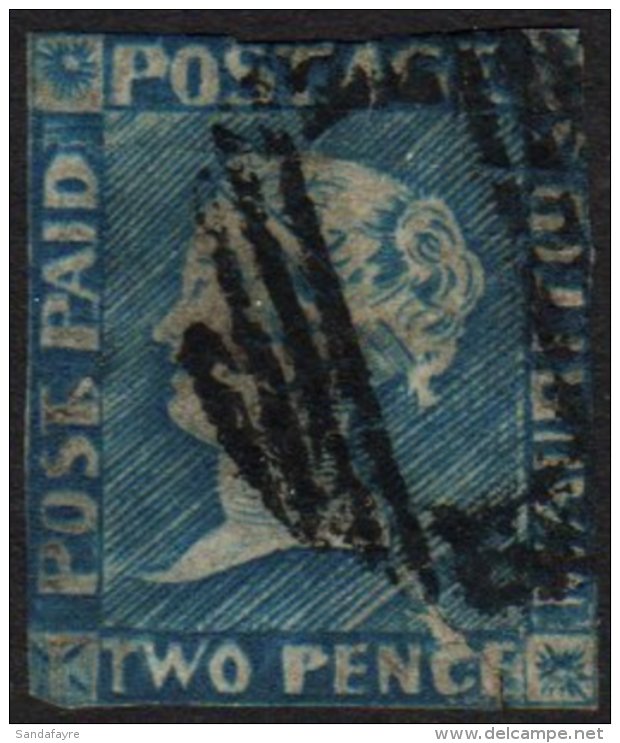 1848-59 2d Blue Intermediate Impression (position 12), SG 14, Used With Neat Barred Oval Pmk, No Margins To Speak... - Mauritius (...-1967)