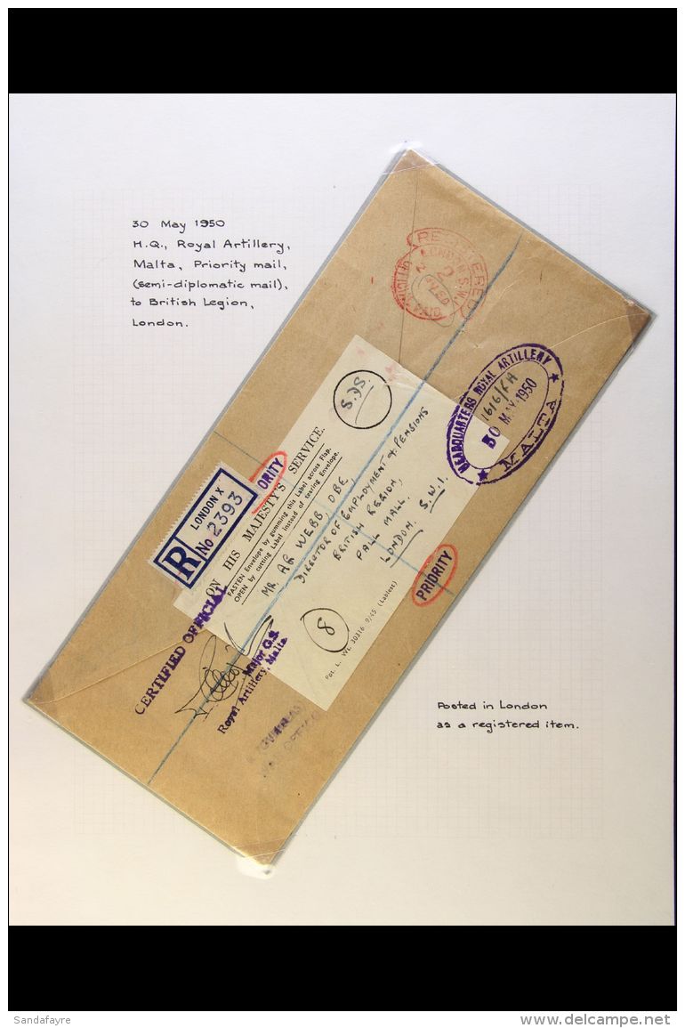 OFFICIAL MAIL 1915-89 Collection Of Covers And Other Items Which Includes A 1927 Invoice/receipt Bearing 1d... - Malta (...-1964)