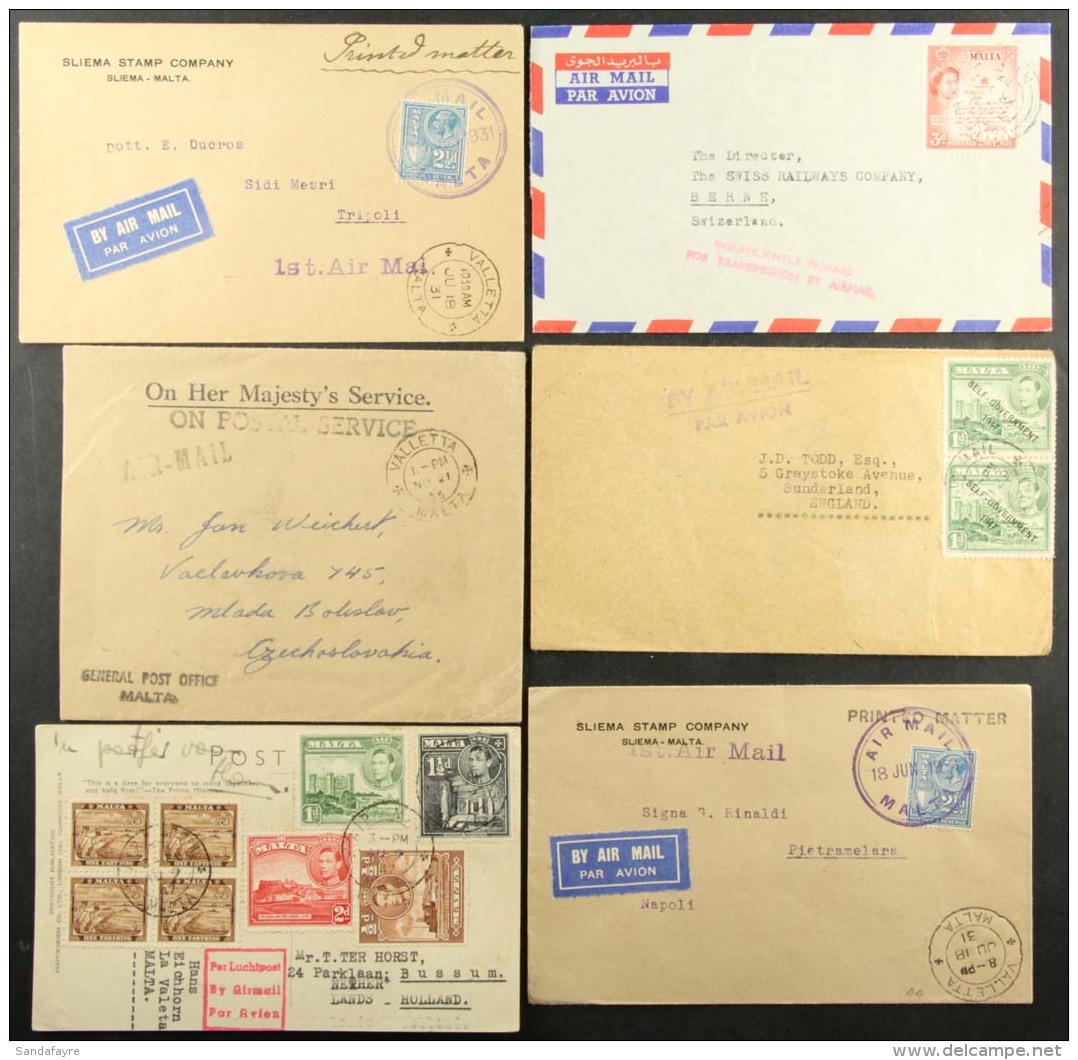 1931 - 1959 SELECTION OF COVERS AND CARDS Interesting Selection Of Cards And Covers, Various Frankings And... - Malta (...-1964)