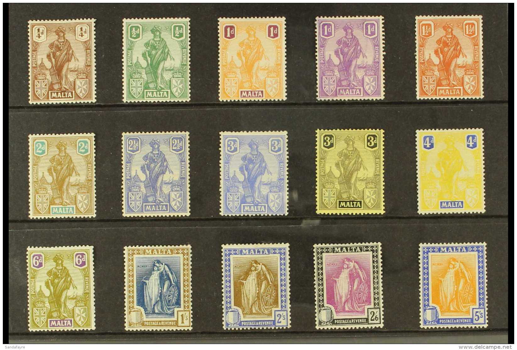 1922-26 Complete Set To 5s, SG 123/37, Fine Mint (15 Stamps) For More Images, Please Visit... - Malte (...-1964)