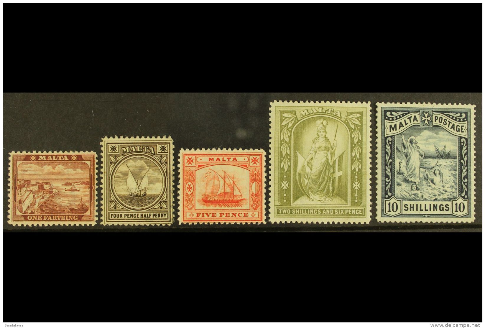 1899-1901 Complete Set, SG 31/35, Very Fine Lightly Hinged Mint. (5 Stamps) For More Images, Please Visit... - Malta (...-1964)