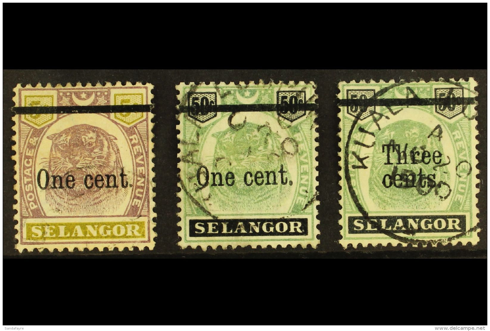 SELANGOR 1900 Surcharge Set Complete, SG 66a/67, Very Fine Used. (3 Stamps) For More Images, Please Visit... - Andere & Zonder Classificatie