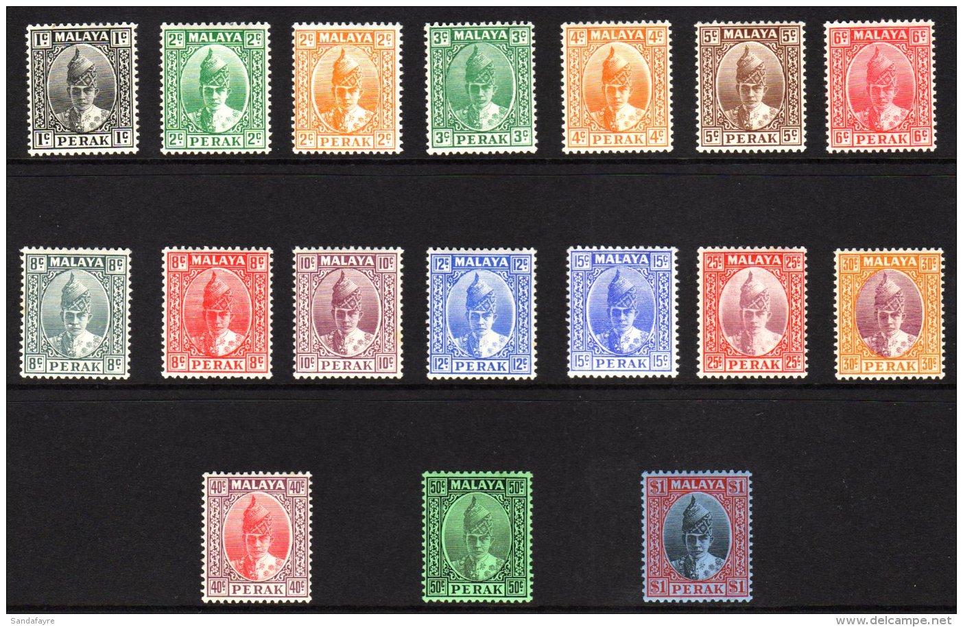 PERAK 1938-41 Definitives Complete Set To $1, SG 103/119, Very Fine Mint (17 Stamps) For More Images, Please Visit... - Andere & Zonder Classificatie