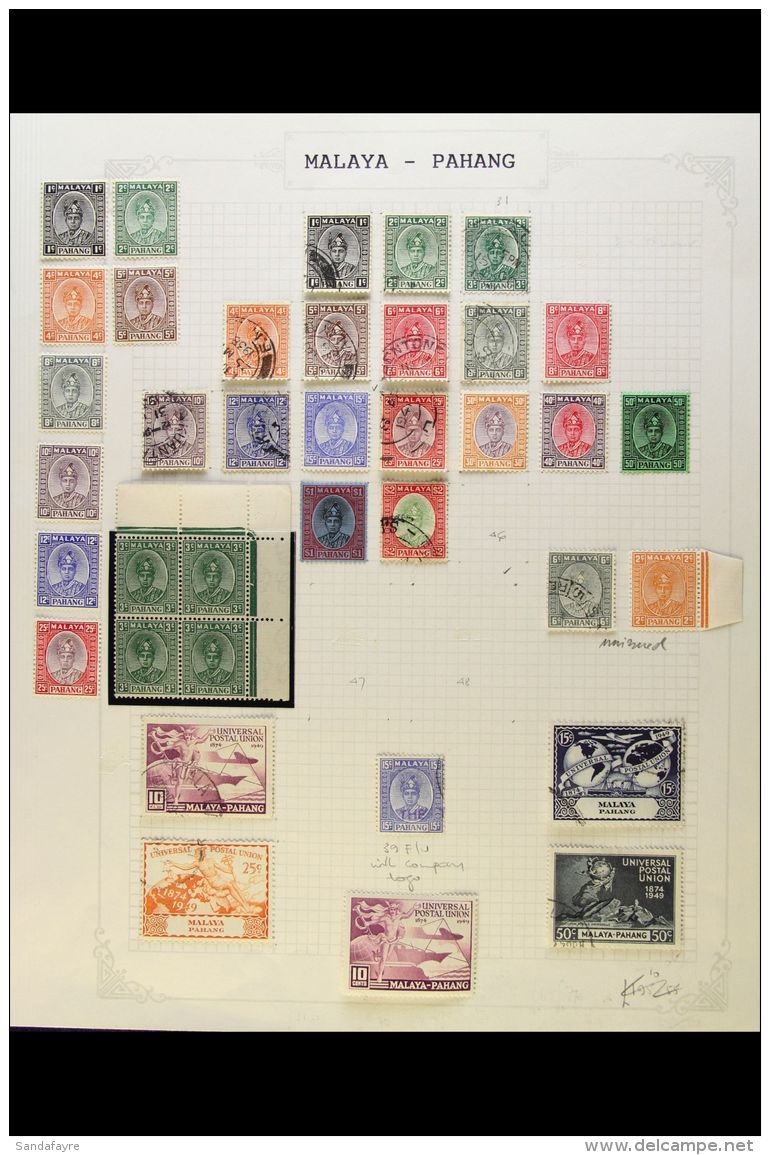 PAHANG 1935-1950 MINT &amp; USED COLLECTION On Leaves, Inc 1935-41 Set To $2 Used Inc 3c Corner Block Of 4 NHM (2... - Andere & Zonder Classificatie