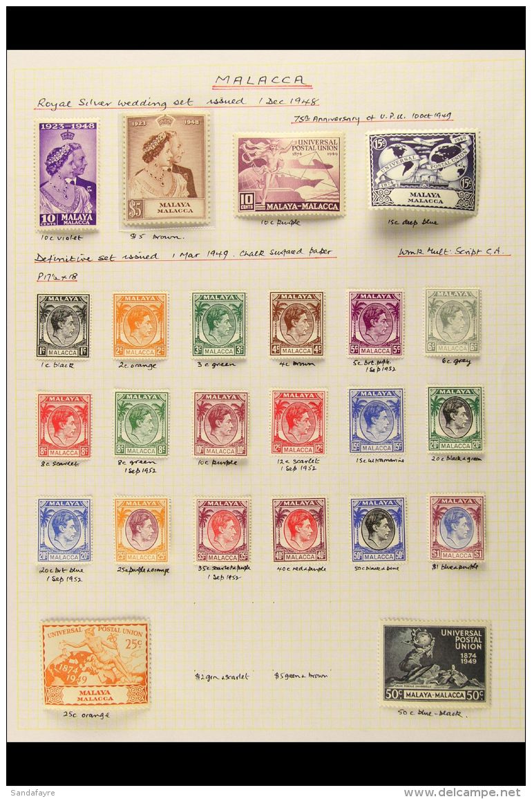 MALACCA 1948-52 KGVI MINT COLLECTION On An Album Page. Virtually Complete With Only Two Stamps Missing For This... - Sonstige & Ohne Zuordnung