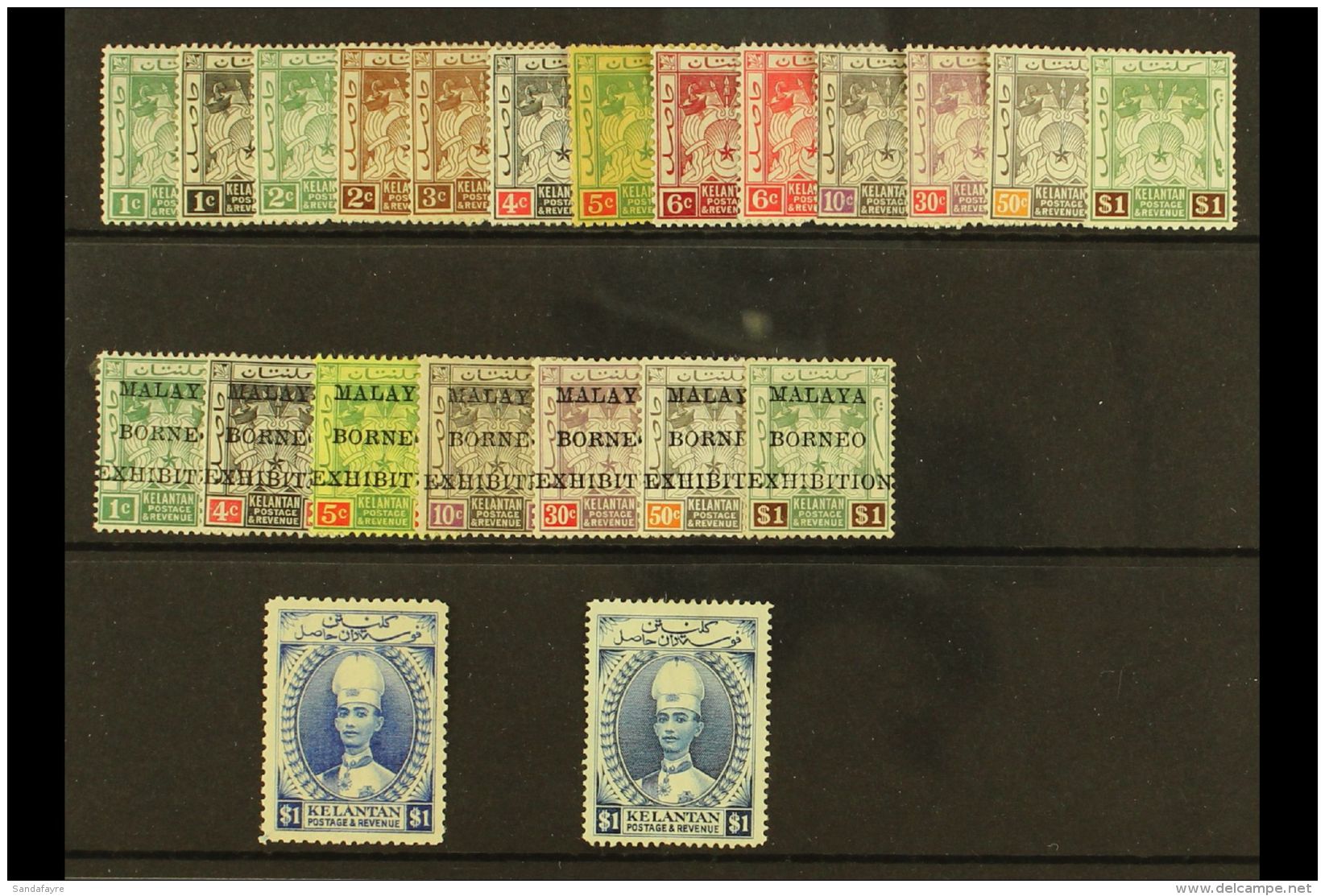 KELANTAN 1921 - 1935 Mint Selection Including 1921 Arms Set,  1922 Exhibition Set To $1, 1928 $1 Blue Sultan Perf... - Sonstige & Ohne Zuordnung