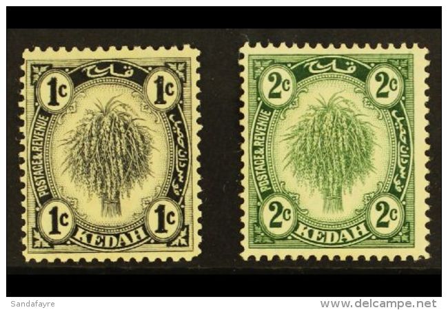 KEDAH 1938 1c Black And 2c Green Sheaf, With Redrawn Numerals, SG 68a/69, Fine Mint. Scarce And Elusive Mint Pair.... - Andere & Zonder Classificatie