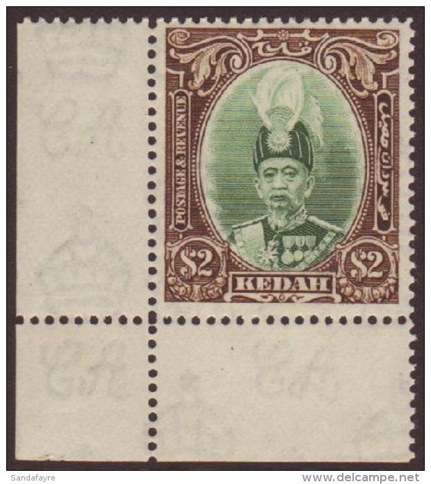 KEDAH 1937 $2 Green &amp; Brown, SG 67, Very Fine Corner Marginal Example, Never Hinged Mint (1 Stamp) For More... - Sonstige & Ohne Zuordnung