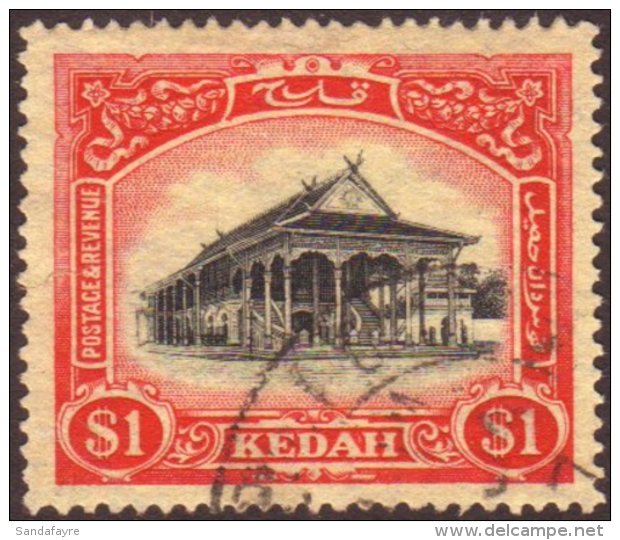 KEDAH 1926 $5 Black And Deep Carmine, Wmk Crown To Left Of CA, SG 40w, Very Fine Used. For More Images, Please... - Sonstige & Ohne Zuordnung