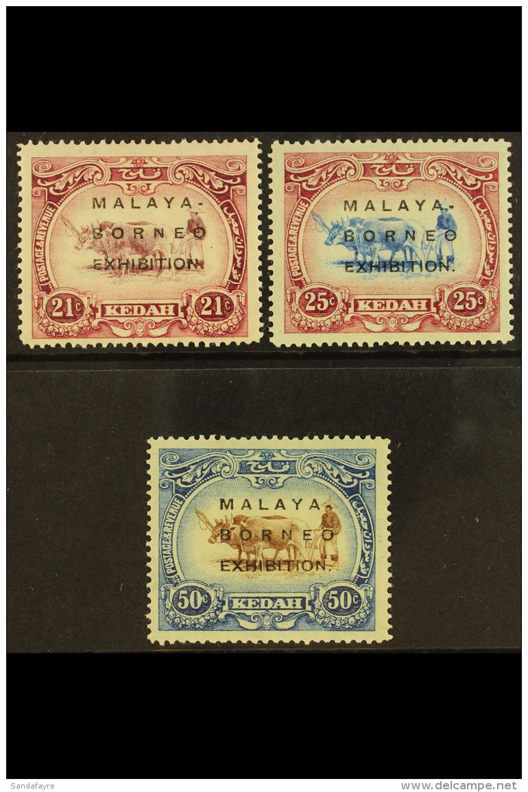KEDAH 1922 Exhibition Set With 15-15&frac12;mm Ovpt, SG 49/51, Very Fine Mint. (3 Stamps) For More Images, Please... - Andere & Zonder Classificatie