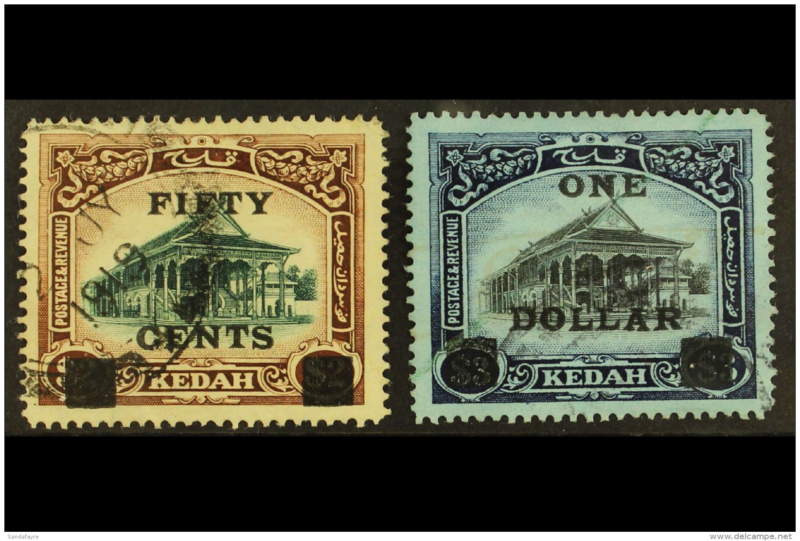 KEDAH 1919 50c And $1 Surcharge Pair, SG 24/5, Very Fine Used. (2 Stamps) For More Images, Please Visit... - Andere & Zonder Classificatie