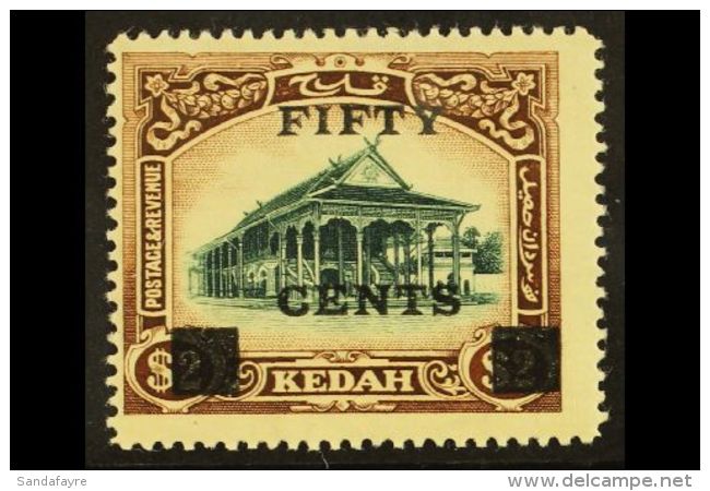KEDAH 1919 50c On $2 Green And Brown, SG 24, Very Fine And Fresh Mint. For More Images, Please Visit... - Autres & Non Classés