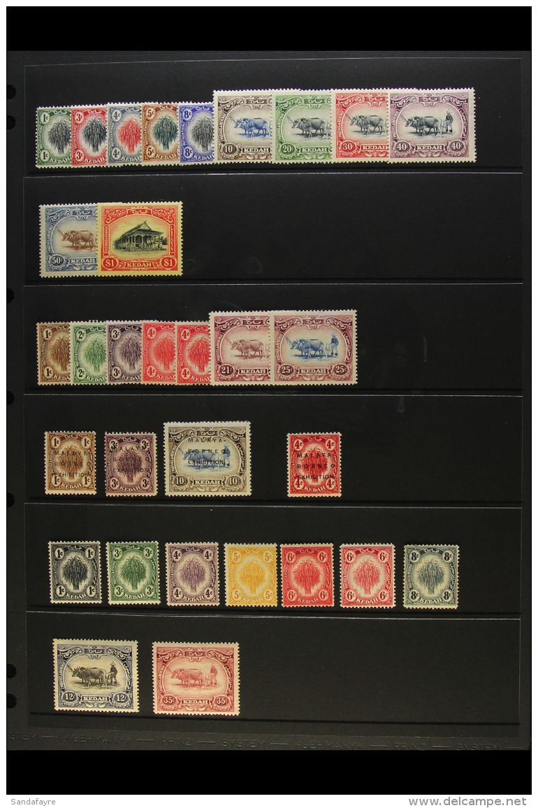KEDAH 1912 - 1940 Mint Selection With 1912 Set To $1, 1919 Set Complete, 1922 Exhibition Script Vals To 10c, 1922... - Andere & Zonder Classificatie