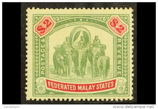 F.M.S. 1904-22 $2 Green And Carmine Elephants, SG 49, Fine Never Hinged Mint With Good Colours.  For More Images,... - Sonstige & Ohne Zuordnung