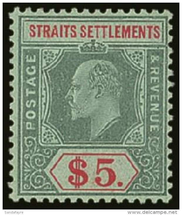 1909 $5 Green And Red On Green SG 167, Very Fine Mint.  For More Images, Please Visit... - Straits Settlements