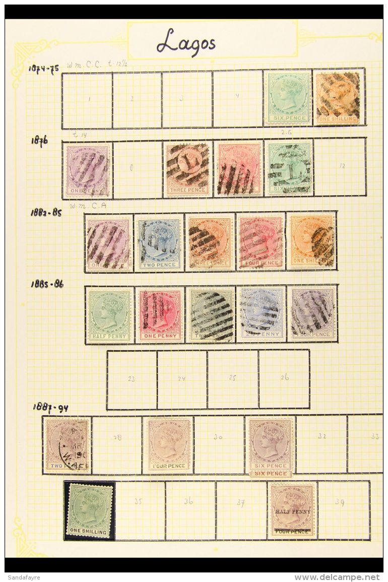 1874-1906 ORIGINAL COLLECTION ON LEAVES Mint And Used, Mostly Good To Fine Condition. Note 1874-75 6d Unused And... - Nigeria (...-1960)