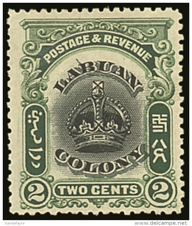 1902-03 2c Black And Green Crown Issue, Variety Line Through "B" SG 118c, Fine Mint. For More Images, Please Visit... - Nordborneo (...-1963)