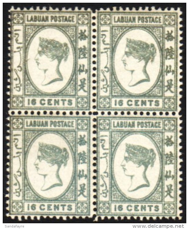 1894 16c Grey Queen, Litho Printing SG 56, Never Hinged Mint Block Of Four, One Stamp With Minor Surface Scratch.... - Noord Borneo (...-1963)