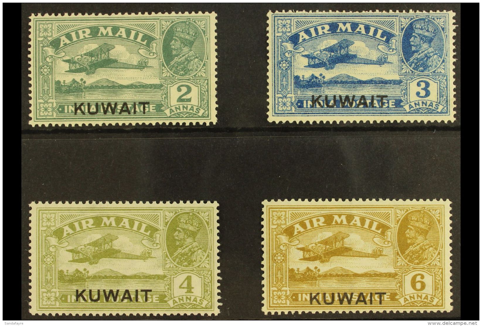 1933-34 Overprints On India Air Stamps Complete Set, SG 31/34, Fine Mint. (4 Stamps) For More Images, Please Visit... - Koeweit