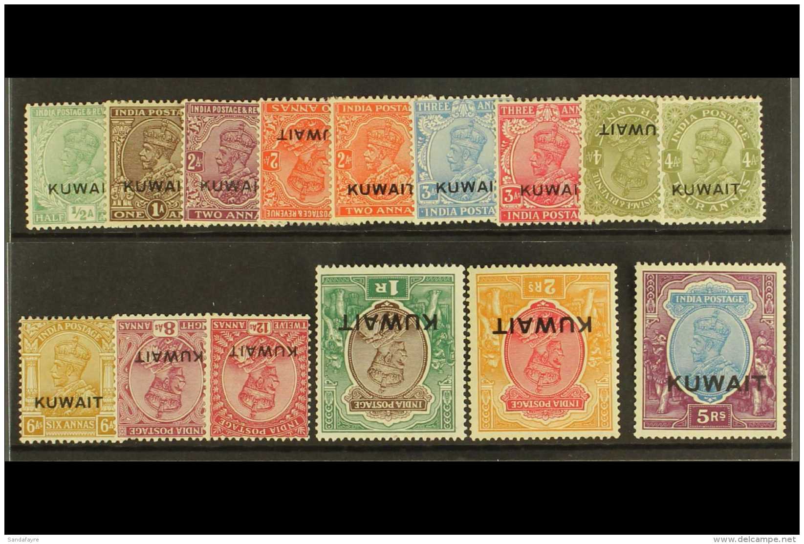 1929-37 Overprints On KGV India, Wmk Multiple Stars, Set To 5r Incl. Both Inscription Types Of 2a &amp; 4a Values,... - Koweït