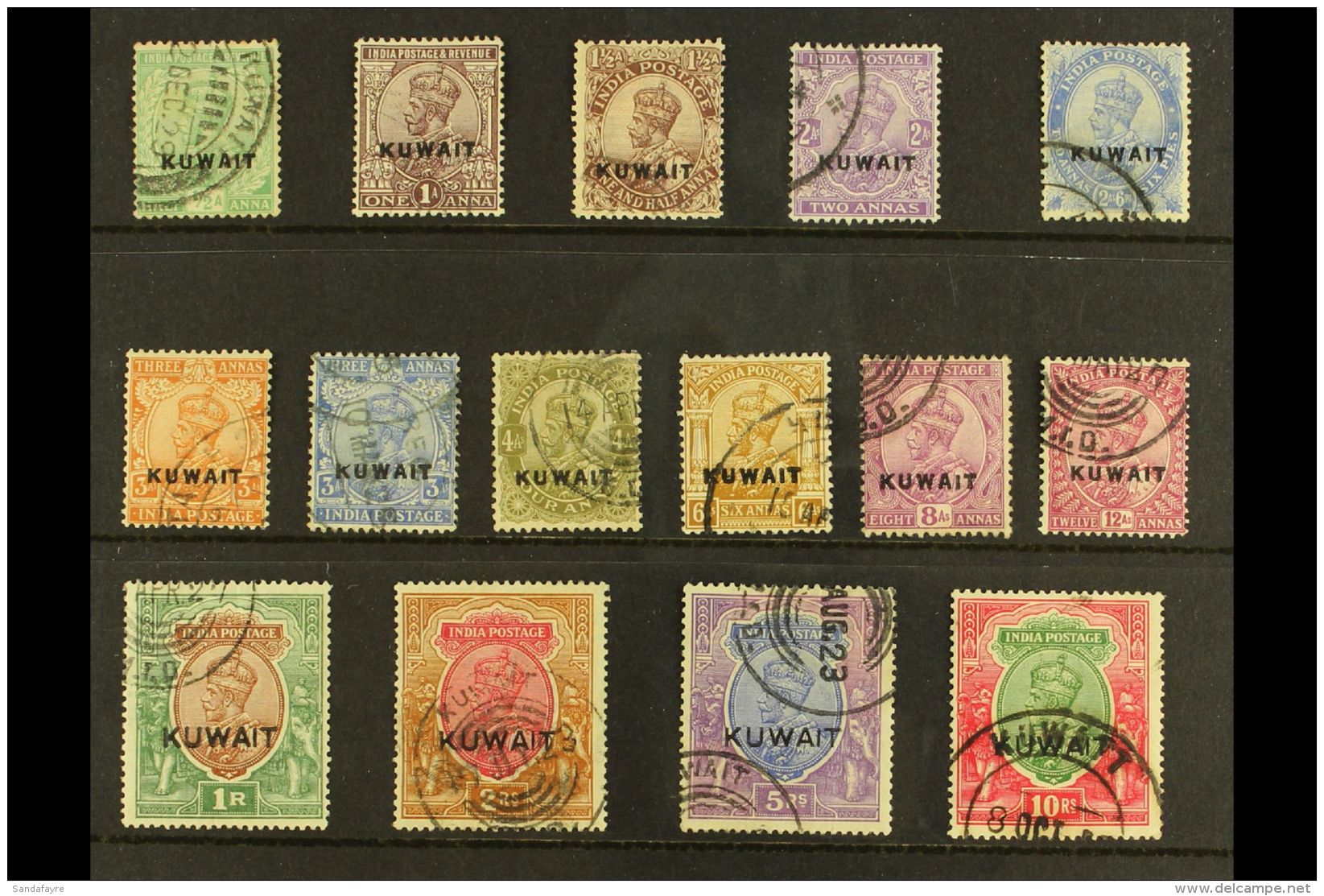 1923 - 1924 Geo V Set Overprinted, SG 1/15, Good To Fine Used With A Few Values With GTO Cancels But Still An... - Koweït