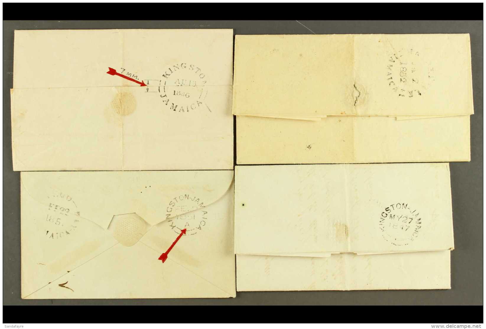 1846-1852 LOCALLY POSTED ENTIRE LETTERS. A Group Of Three Entire Letters And One Cover, Inc Three With Different... - Jamaïque (...-1961)