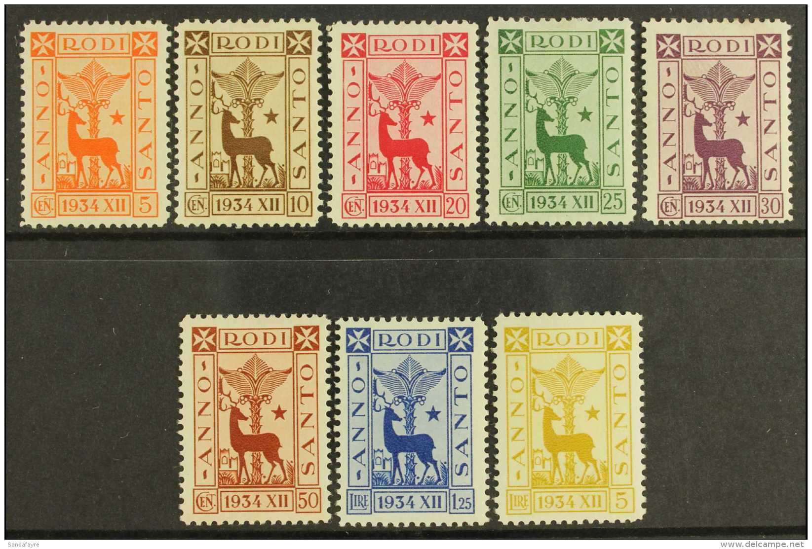 RHODES 1935 Holy Year Set Complete, Sass S17a, Very Fine And Fresh Mint. (8 Stamps) For More Images, Please Visit... - Andere & Zonder Classificatie