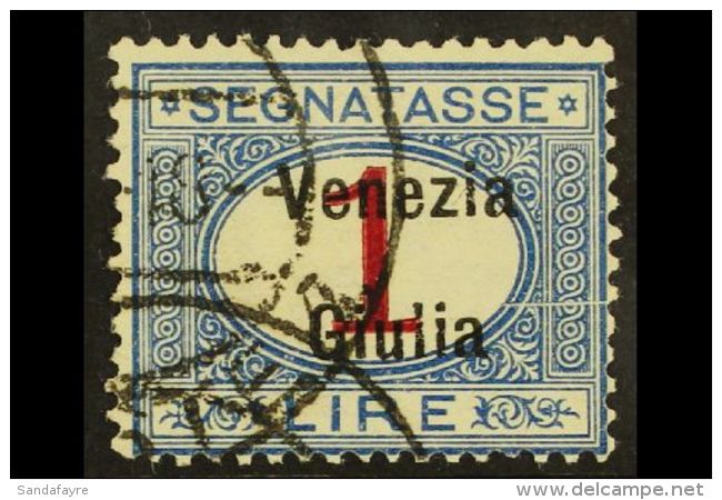 VENEZIA GIULIA POSTAGE DUE 1918 1L Blue And Carmine Overprinted, Sass 7, Very Fine Used. Cat &euro;1100... - Zonder Classificatie