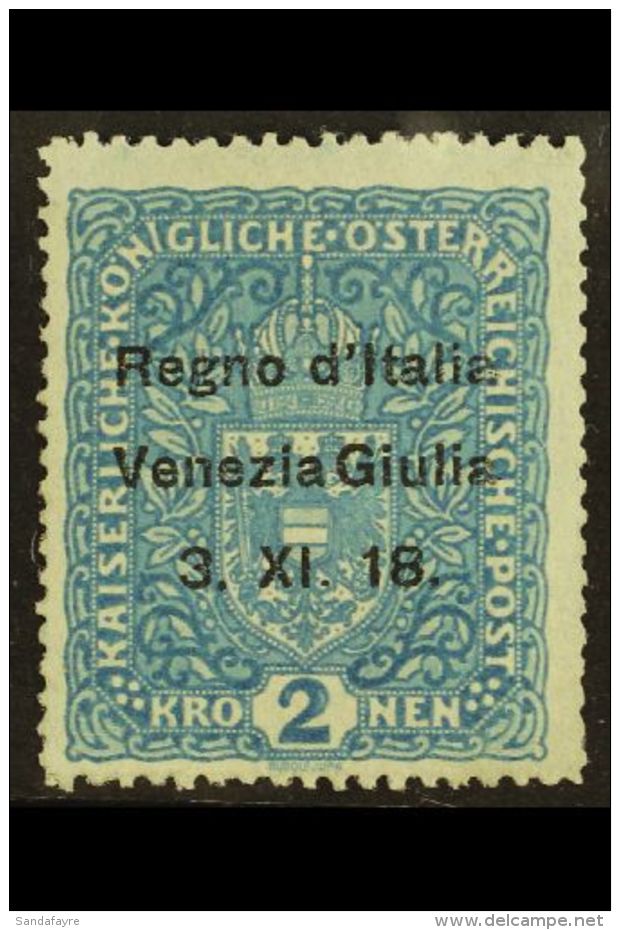 VENEZIA GIULIA 1918 2kr Blue Overprinted, Sass 15, Very Fine Mint. Signed Sorani. Cat &euro;500 (&pound;360) For... - Ohne Zuordnung