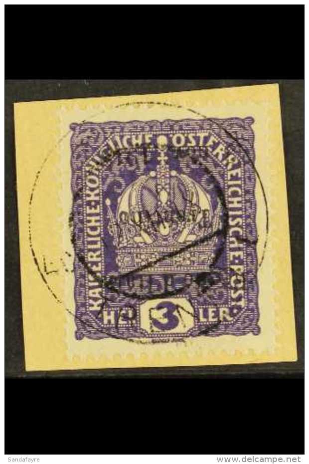 TRENTINO-ALTO ADIGE 19183h Violet, Variety "overprint Inverted", Sass 1b, Very Fine Used On Piece, Signed Sorani.... - Ohne Zuordnung