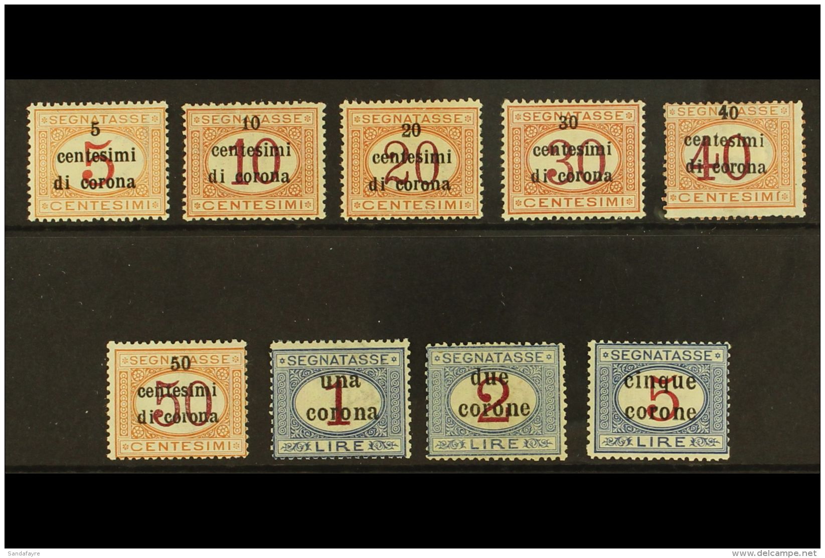 TRENTINO &amp; TRIESTE POSTAGE DUES 1919 Overprint Set Complete, Sass S3, Very Fine Mint. Cat &euro;400... - Unclassified