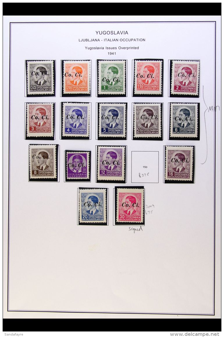 LUBIANA 1941 FINE MINT COLLECTION In Hingeless Mounts On Leaves, All Different, Inc 1941 "Co. Ci" Opts Set (ex... - Zonder Classificatie
