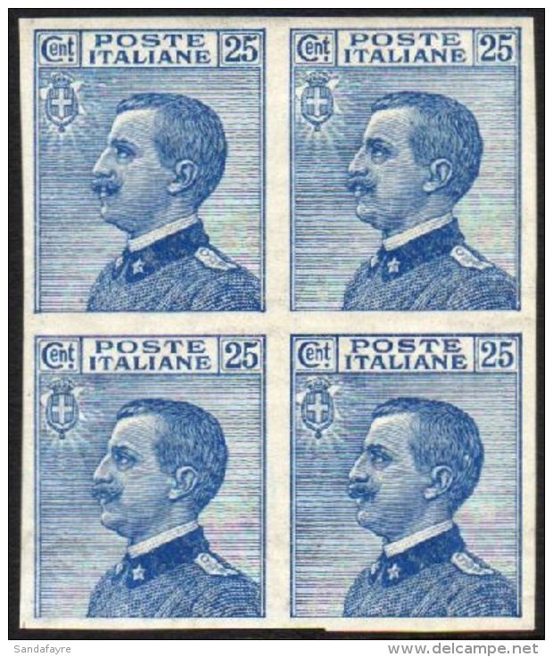 1908 25c Blue "Michetti", Variety "IMPERF BLOCK OF 4", Sass 83e, Very Fine Mint (2nh, 2og) For More Images, Please... - Ohne Zuordnung