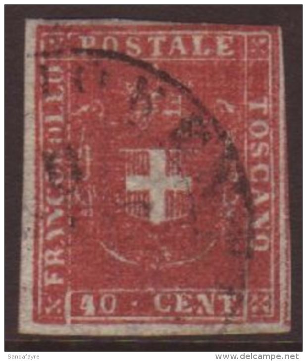 TUSCANY 1860 40c Scarlet Carmine, Sass 21a, Superb Used With Just Clear To Large Margins And Amazing Colour.... - Ohne Zuordnung