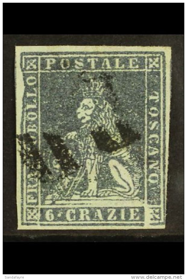 TUSCANY 1851 6cr Slate On Grey, Sass 7, Very Fine Used Showing Defective Stereo At Left And In Bottom Inscription.... - Zonder Classificatie