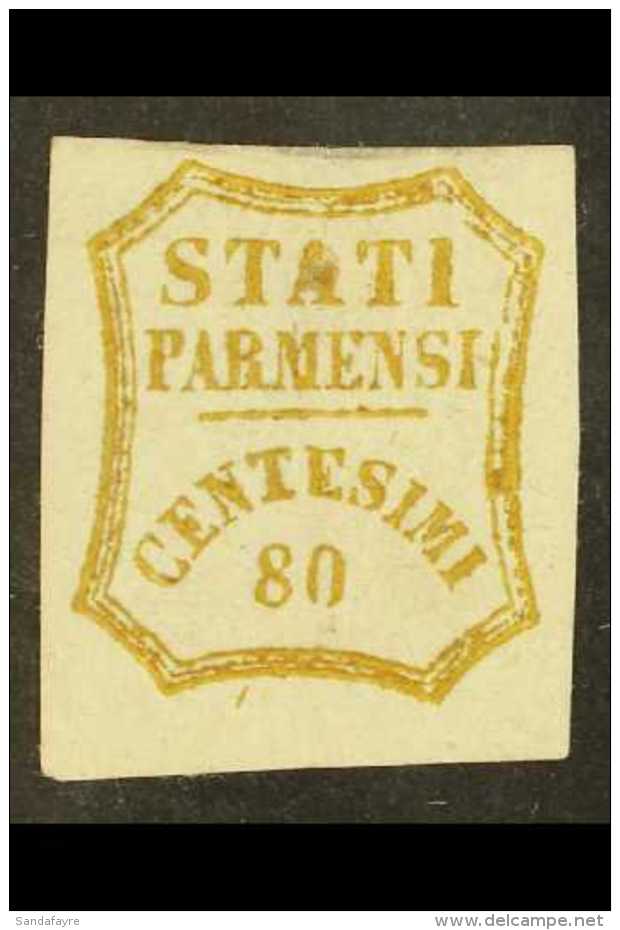 PARMA 1859 Provisional 80c Olive Bistre, Sass 18, Mint With Part Original Gum, Tiny Grease Thin Under "A" Of Stati... - Zonder Classificatie