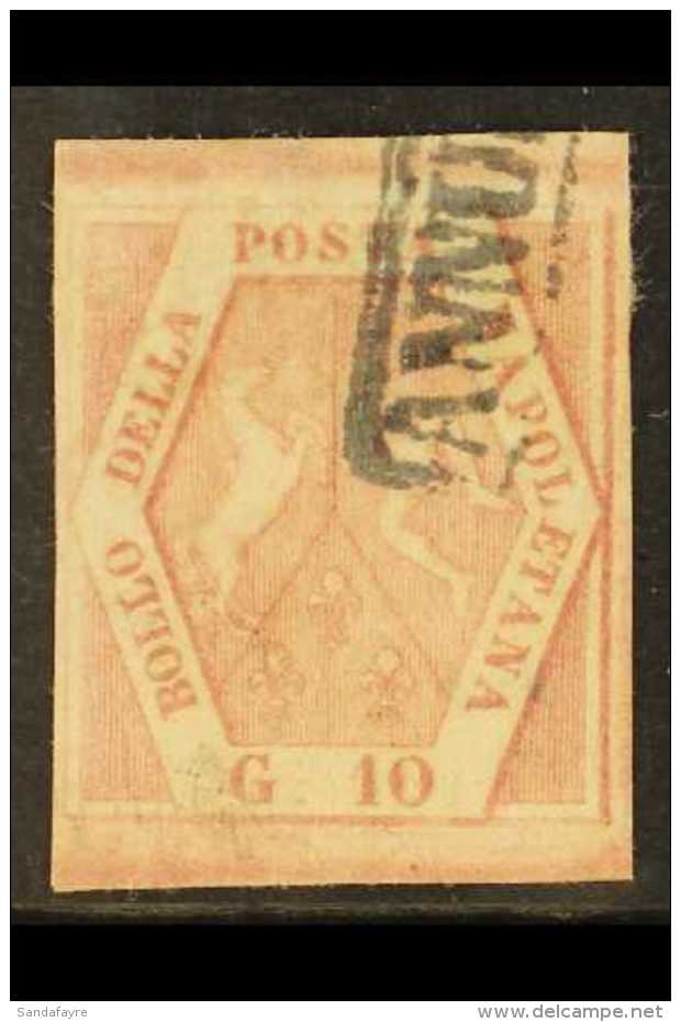 NAPLES 1858 10gr Light Carmine Rose, Plate II, Sass 11a, Fine Used With Clear To Large Margins And Good Even... - Non Classés