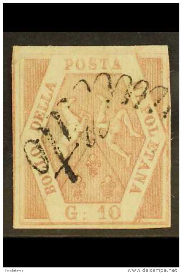 NAPLES 1858 10gr Rose Brown, Plate I, Sass 10, Very Fine Used With Large Margins All Round, Crisp Engraving And... - Zonder Classificatie