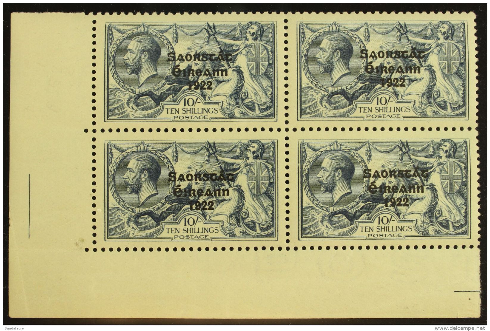 1925-8 10s Dull Grey-blue, Narrow Setting, Overprint In Black Ink, SG 85, Never Hinged Mint, Corner Marginal Block... - Sonstige & Ohne Zuordnung