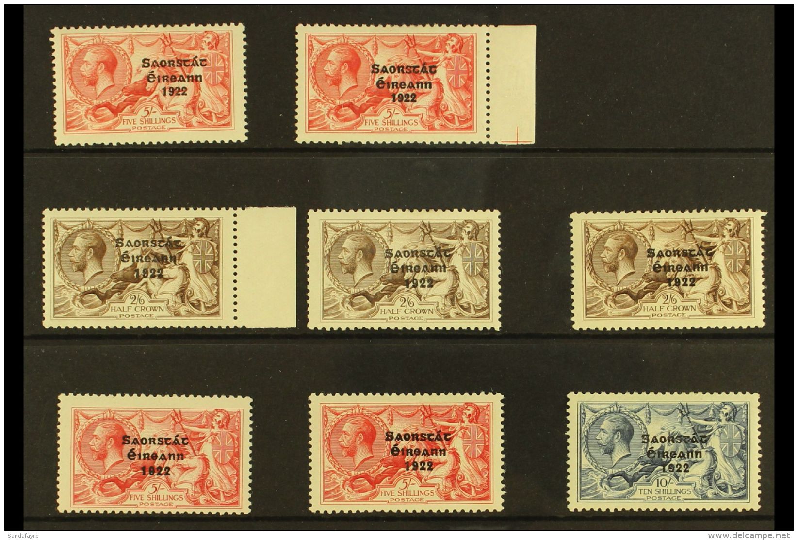 1925-28 MINT SEAHORSE SELECTION Presented On A Stock Card. Includes Two Examples (one Marginal) Of "Narrow Date",... - Sonstige & Ohne Zuordnung