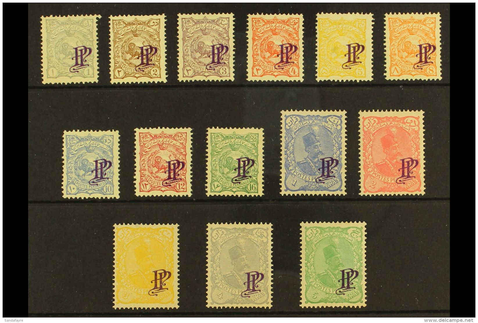 1899 "PP" Unissued Overprints Complete Set To 5kr, Persiphila 143/56, Fine Mint, A Few Values With Tiny Thin... - Iran