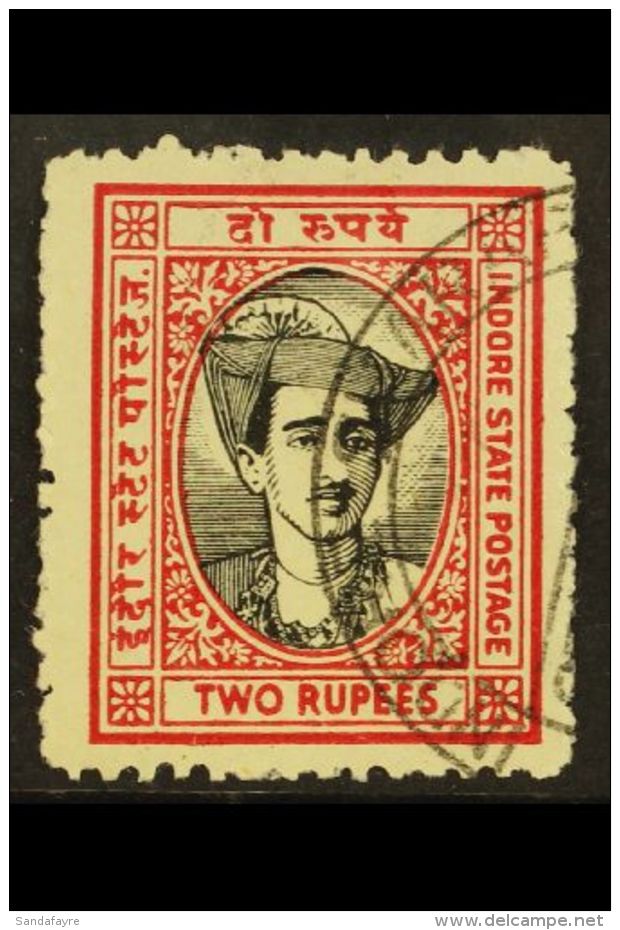 INDORE 1940-46 2R Black And Carmine, SG 42, Used, Corner Crease. For More Images, Please Visit... - Andere & Zonder Classificatie
