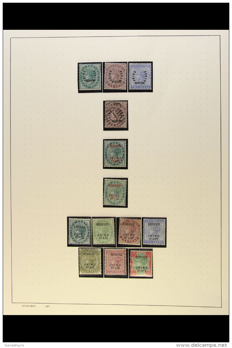 JIND OFFICIAL 1885-1943 Mint And Used Collection On Leaves. Note 1885 (Type 1 Overprint) Set Mint; 1885 (JEEND)... - Sonstige & Ohne Zuordnung