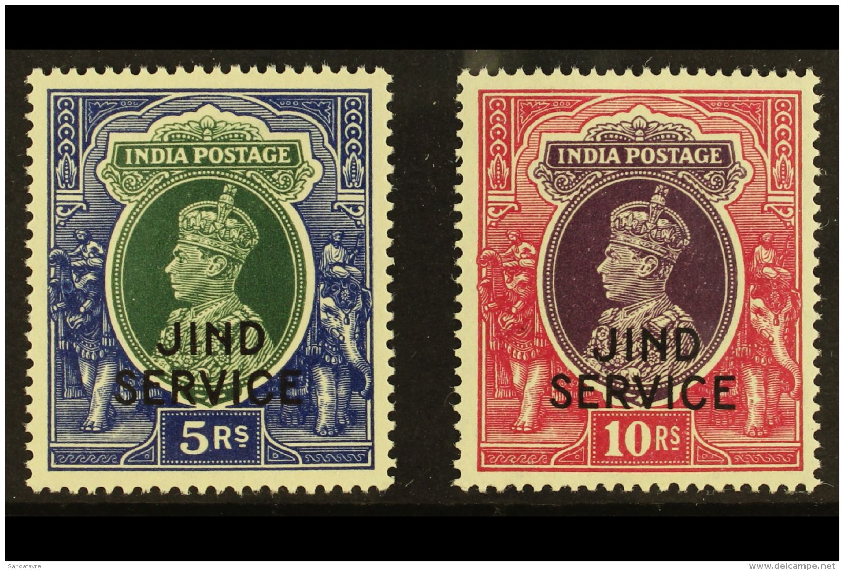 JIND OFFICIAL 1942 KGVI 5R And 10R Top Values, SG O85/86, Very Fine Never Hinged Mint. (2 Stamps) For More Images,... - Andere & Zonder Classificatie