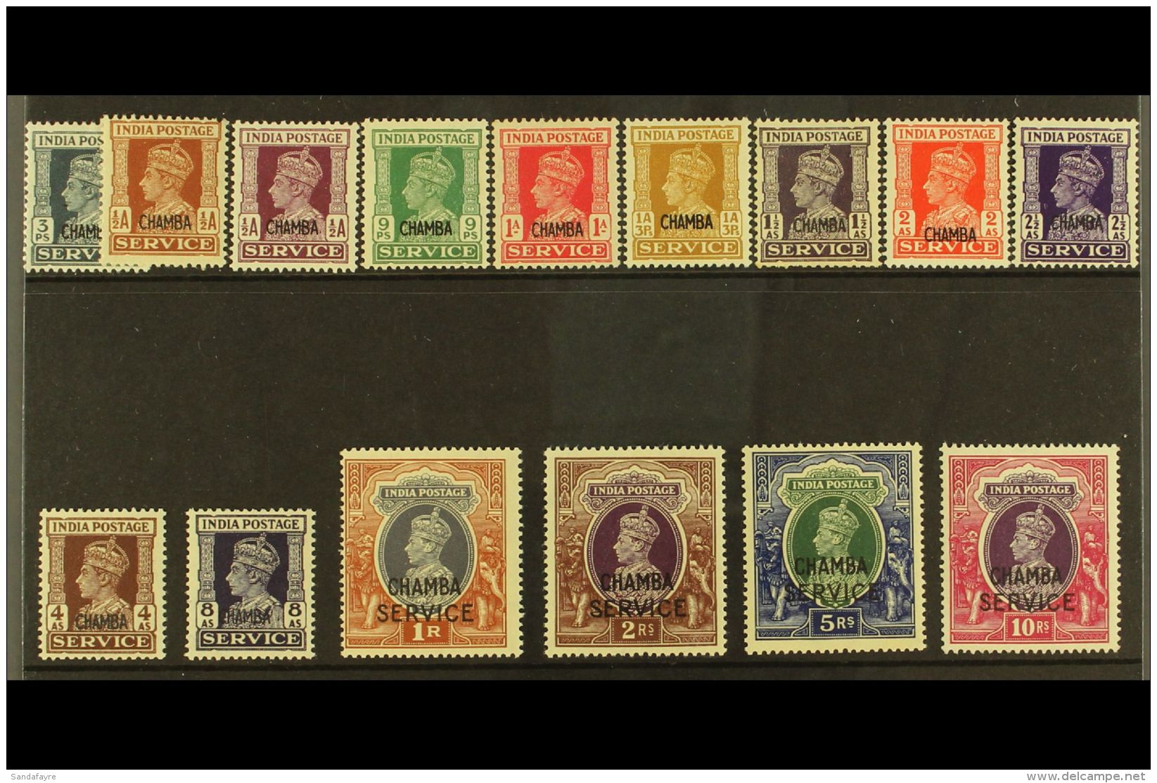 CHAMBA OFFICIAL 1940-43 KGVI Complete Set, SG O72/86, Fine Mint, The Rupee Values All Never Hinged. (15 Stamps)... - Sonstige & Ohne Zuordnung