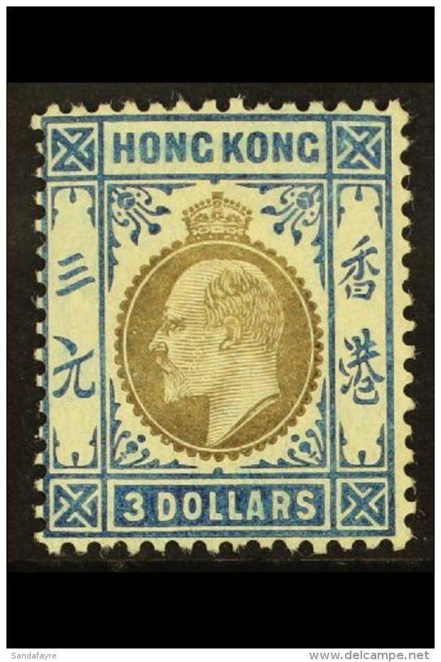 1904 $3 Slate And Dull Blue, Ed VII Wmk MCA, SG 88, Fresh Mint, Light Colour Bleed In Top Panel Otherwise Fine.... - Sonstige & Ohne Zuordnung