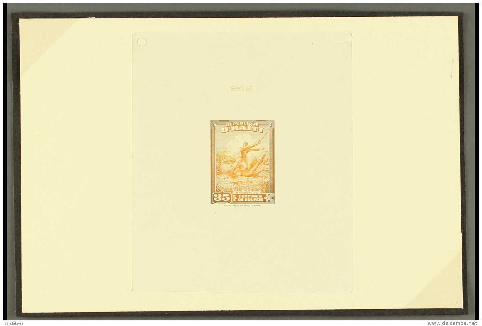 1946 35c "Death Of Col Capois" (shows Horse Shot From Under Him) As Scott 375, A Die Proof In Orange-brown And... - Haïti