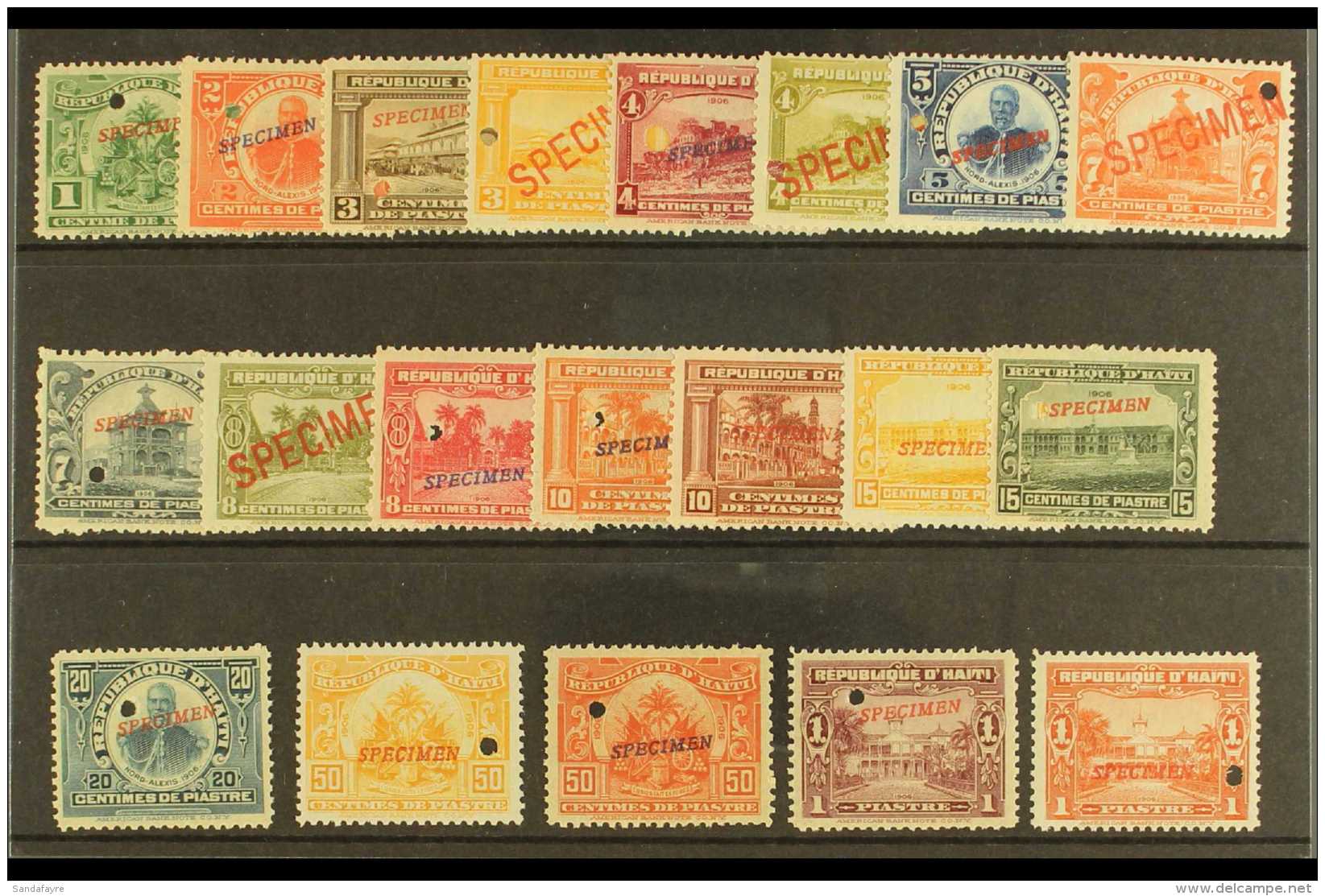 1906-13 Foreign Postage Complete Set With "SPECIMEN" Overprints (Scott 125/44, SG 137/49 &amp; 167/73), Very Fine... - Haiti